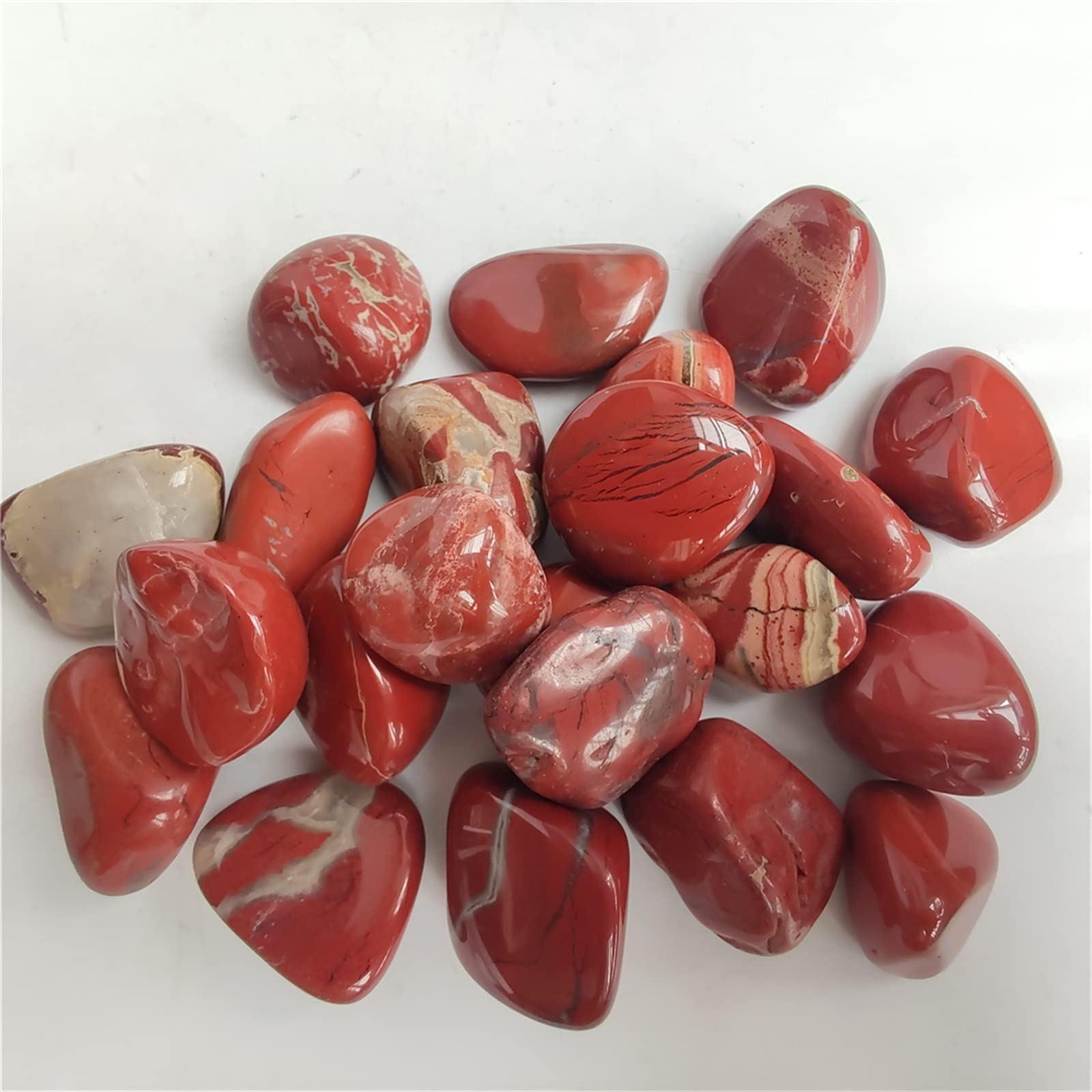 100g 20mm-40mm Diaspro Rosso Tumble Stones Pietra Lucida Pietre preziose di Cristallo Fish Tank Aquarium Decor Home Ornament Stone Decorazioni per la casa