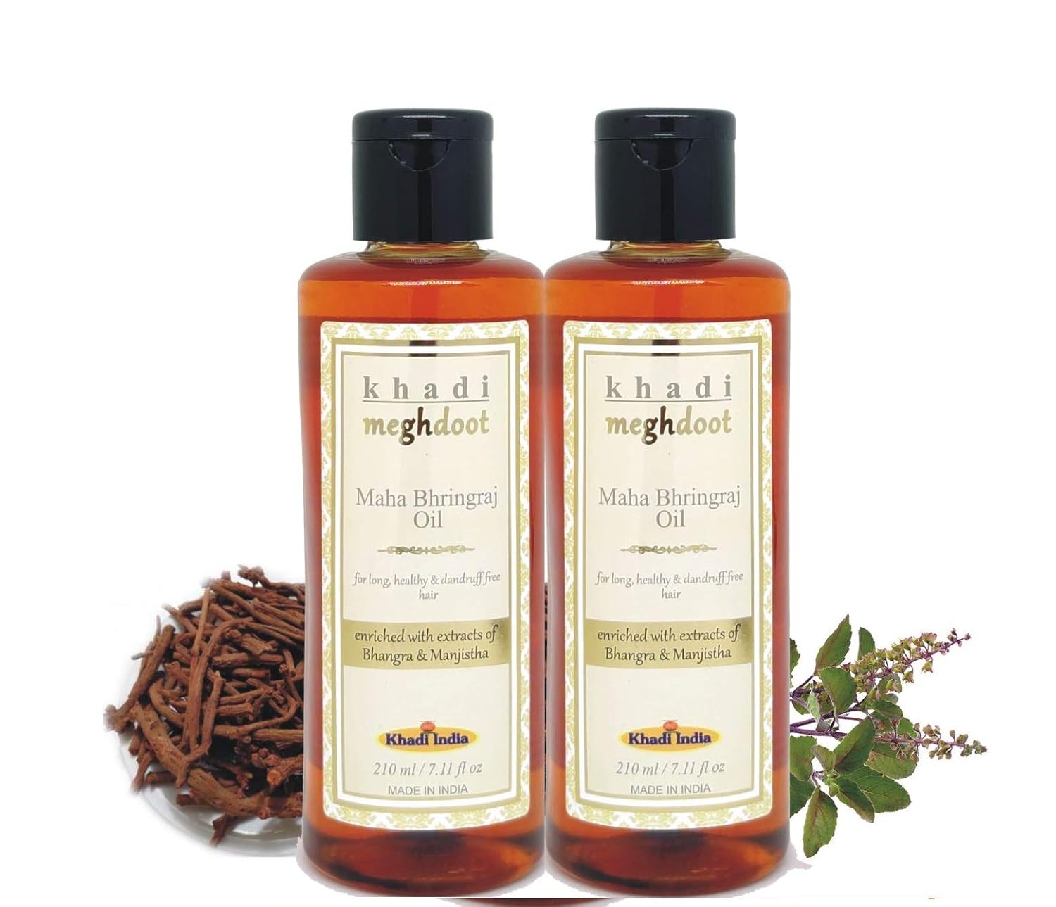 Buy Khadi Meghdoot Mahabhringraj Hair Oil 210ml (Pack of 2) Online at