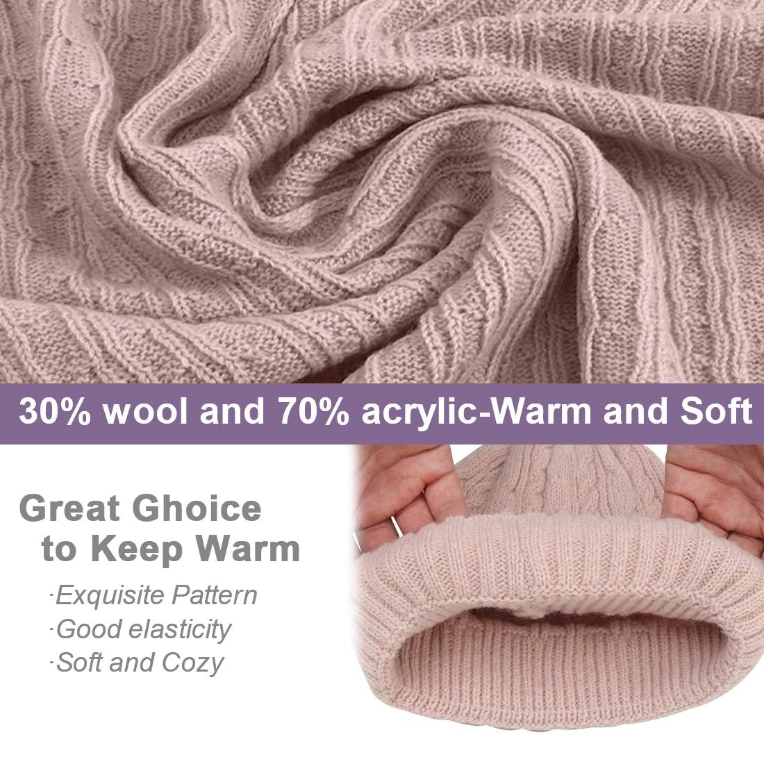 Warmiehomy Mütze, Schal & Handschuh-Sets für Frauen Damen Weiche Warme Gestrickt Langer Schal 3 in 1 Winter Dickes Strickset für Skifahren Draußen Einkaufen Angeln Cmping