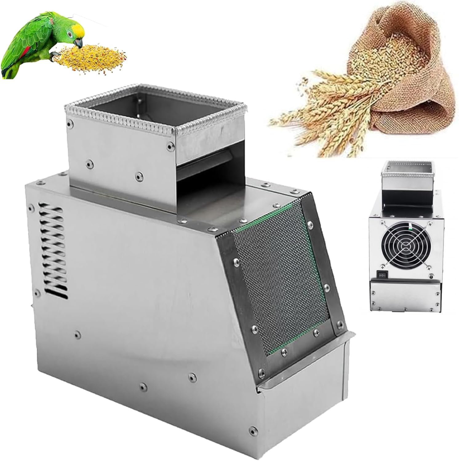 Elektrischer Getreideauswurfapparat Für Vogelfutter, Trennvorrichtung Für Geschältes Getreide, 2-stufig Einstellbarer Lüfter, Verstellbare Auswurföffnung, Schnittfeste Kantenversiegelung, Für Die