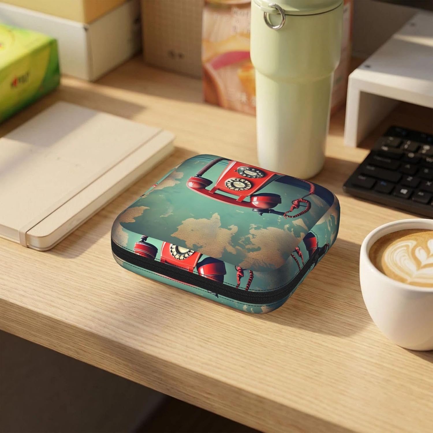 England Uk Retro London Telephone Print Women Period Bag Sanitary Pouch Portable Pad Pouch Tampon Holder Small Zipper Pouch Storage Bag
