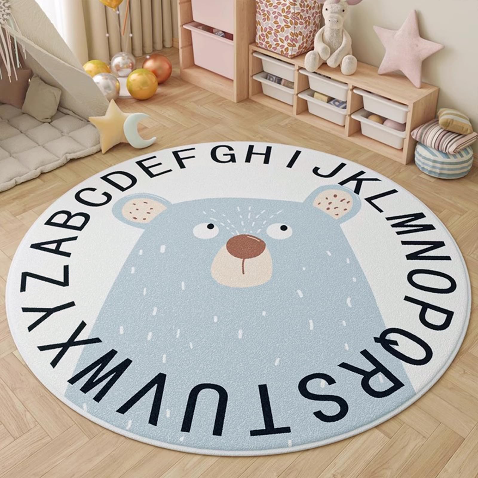 teppich rund 60 cm Waschbarer Filzkugelteppich rund