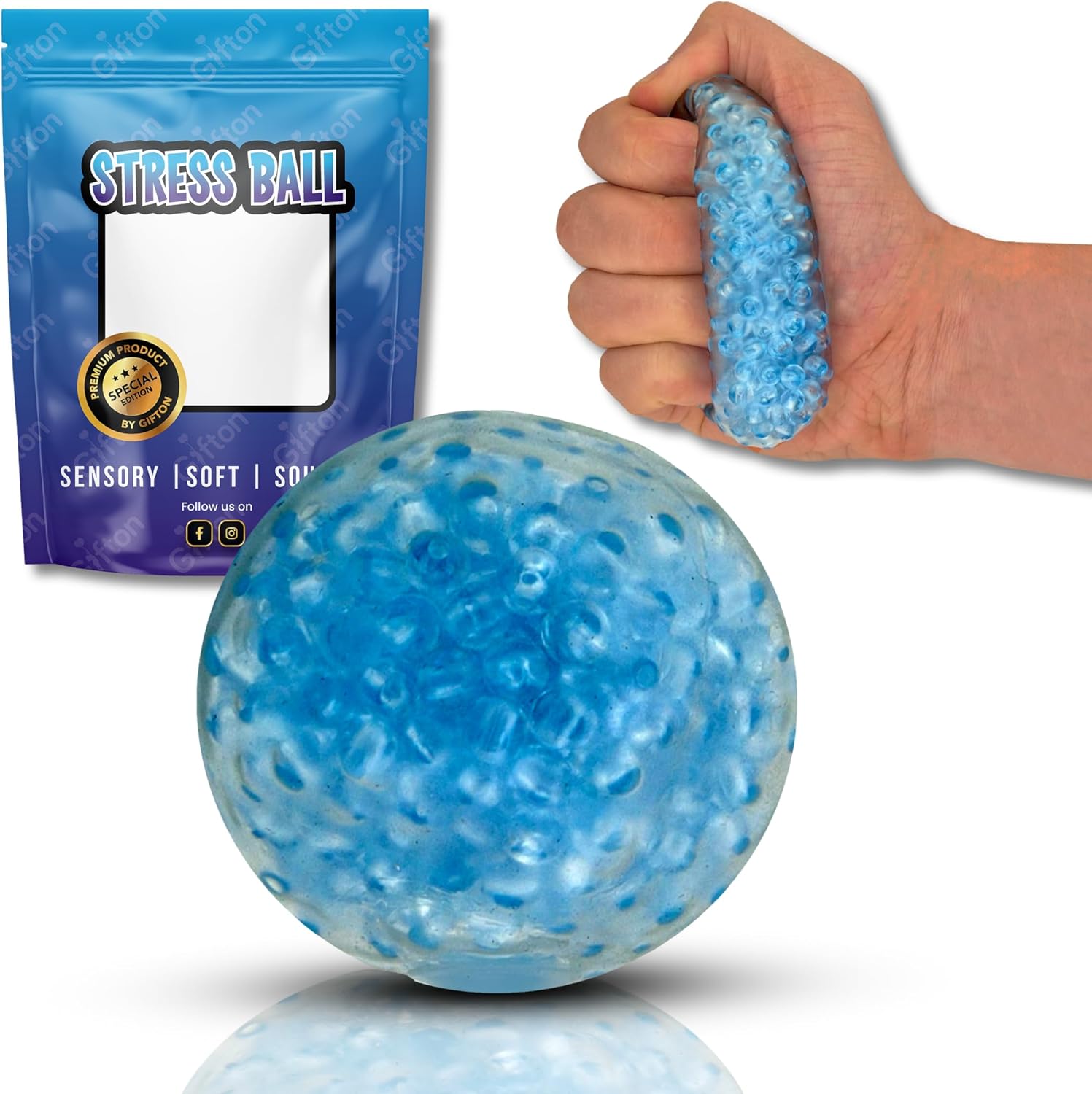 Gifton – Mini Beads DNA Stress Relief Ball Novelty Sensory Fidget Toy for ADHD Anxiety Physio Therapy – Gift for Kids Adults Men Women Teen – Birthday Present for Boy Girl Christmas Stocking Filler