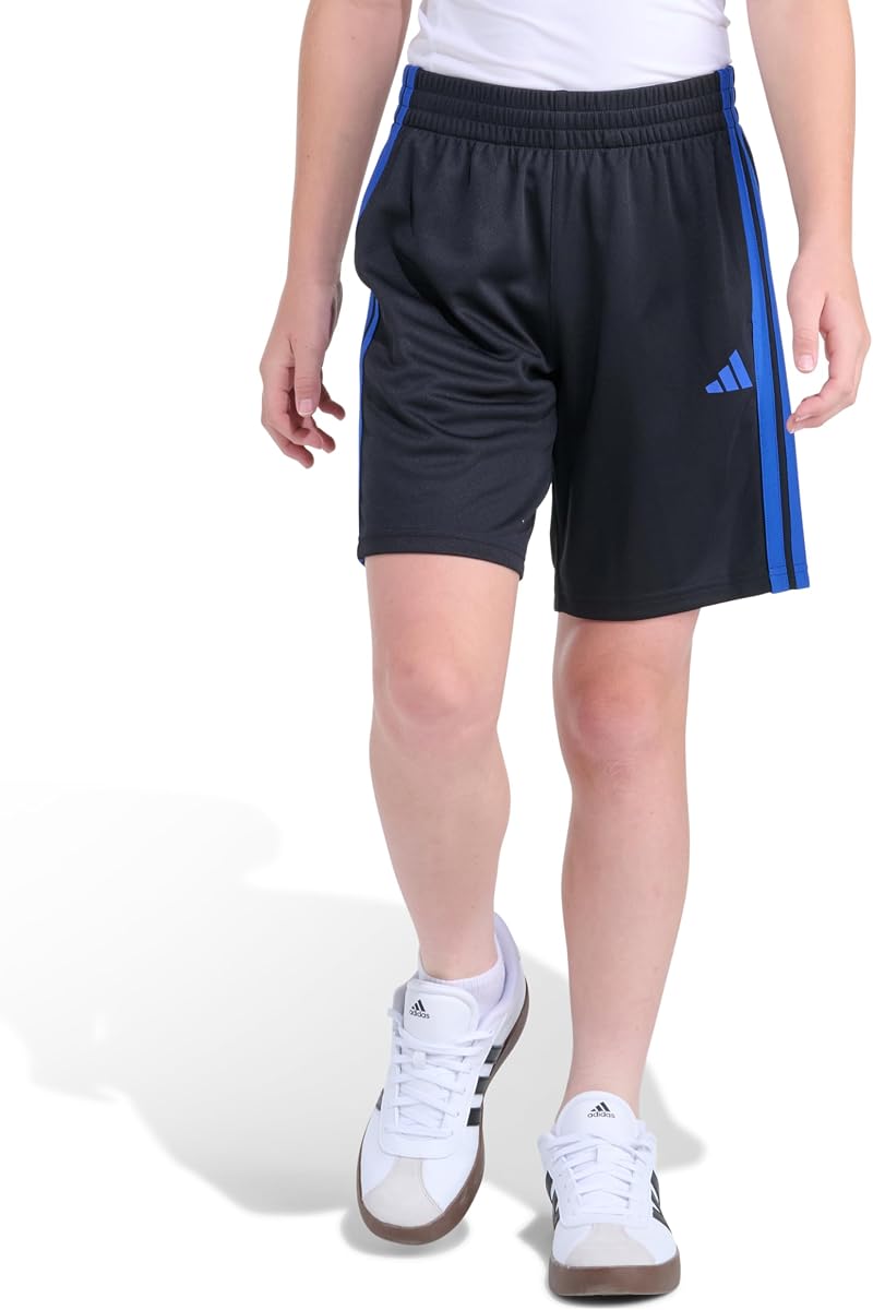 Shorts deportivos de malla con 3 rayas para niño