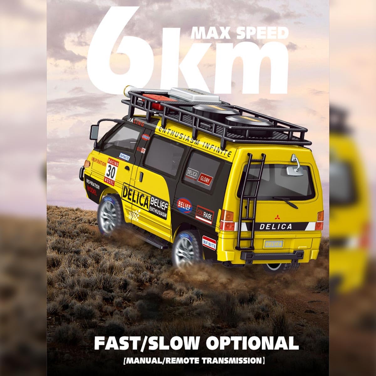 Skala 1/24 RC Drift Car, 2,4 G 4WD w pełni proporcjonalny synchroniczny RC Van samochód z regulowaną prędkością i światłami LED, prezent dla fanów pojazdów (wersja RTR)