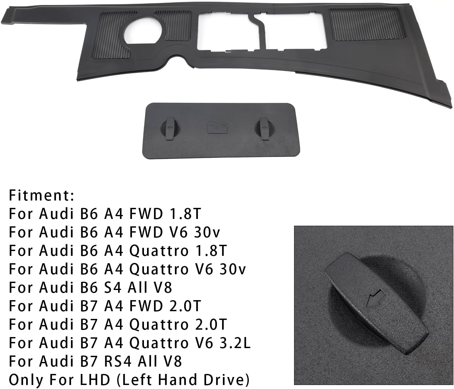 Water Box Deflector Tray & Battery Cover Fit for Audi B6 A4 FWD Quattro 1.8T/V6 30v/S4 All V8,B7 A4 FWD Quattro 2.0T # 8E1819447, 8E1819422A