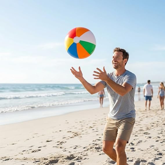 3 PCS Beach Balls, 50cm Inflatable Beach Ball, Summer Pool Games, Rainbow Color Beach Party Ball, Lightweight and Durable, Outdoor Party Decoration
