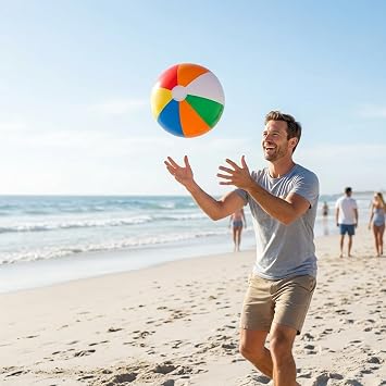 3 PCS Beach Balls, 50cm Inflatable Beach Ball, Summer Pool Games, Rainbow Color Beach Party Ball, Lightweight and Durable, Outdoor Party Decoration