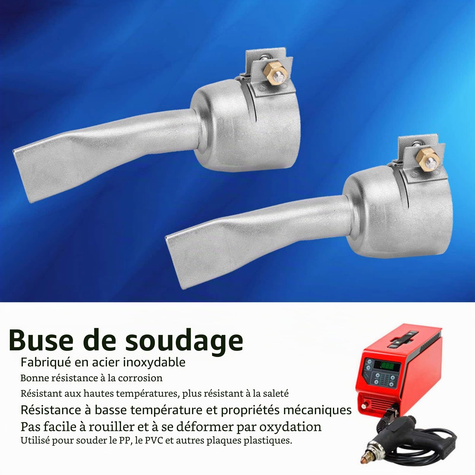 2 Pièces Buse de Soudage à Air Chaud en Acier Inoxydable pour Feuille de Plastique PVC Accessoires de Soudure Pointe de Soudage en Plastique