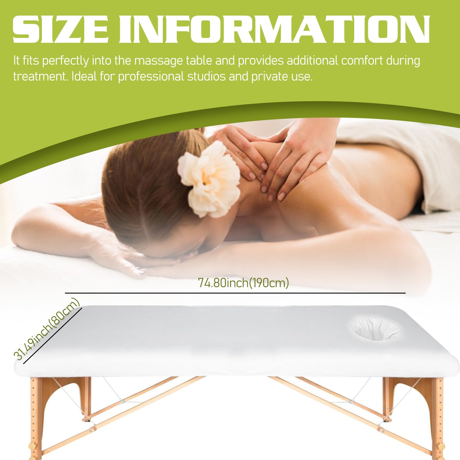 Rivestimento per lettino da massaggio, 190 x 80 cm, lavabile, elasticizzato, anti-sporco, per lettini di bellezza e trattamento