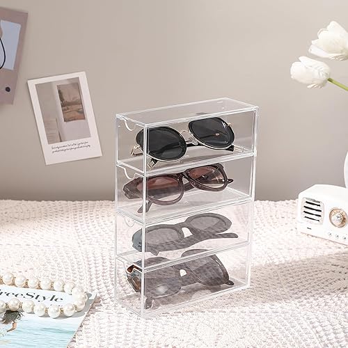 Miniatura 3 de Organizador de cajones apilable de acrílico con 4 cajones transparentes para baño y tocador, almacenamiento de maquillaje