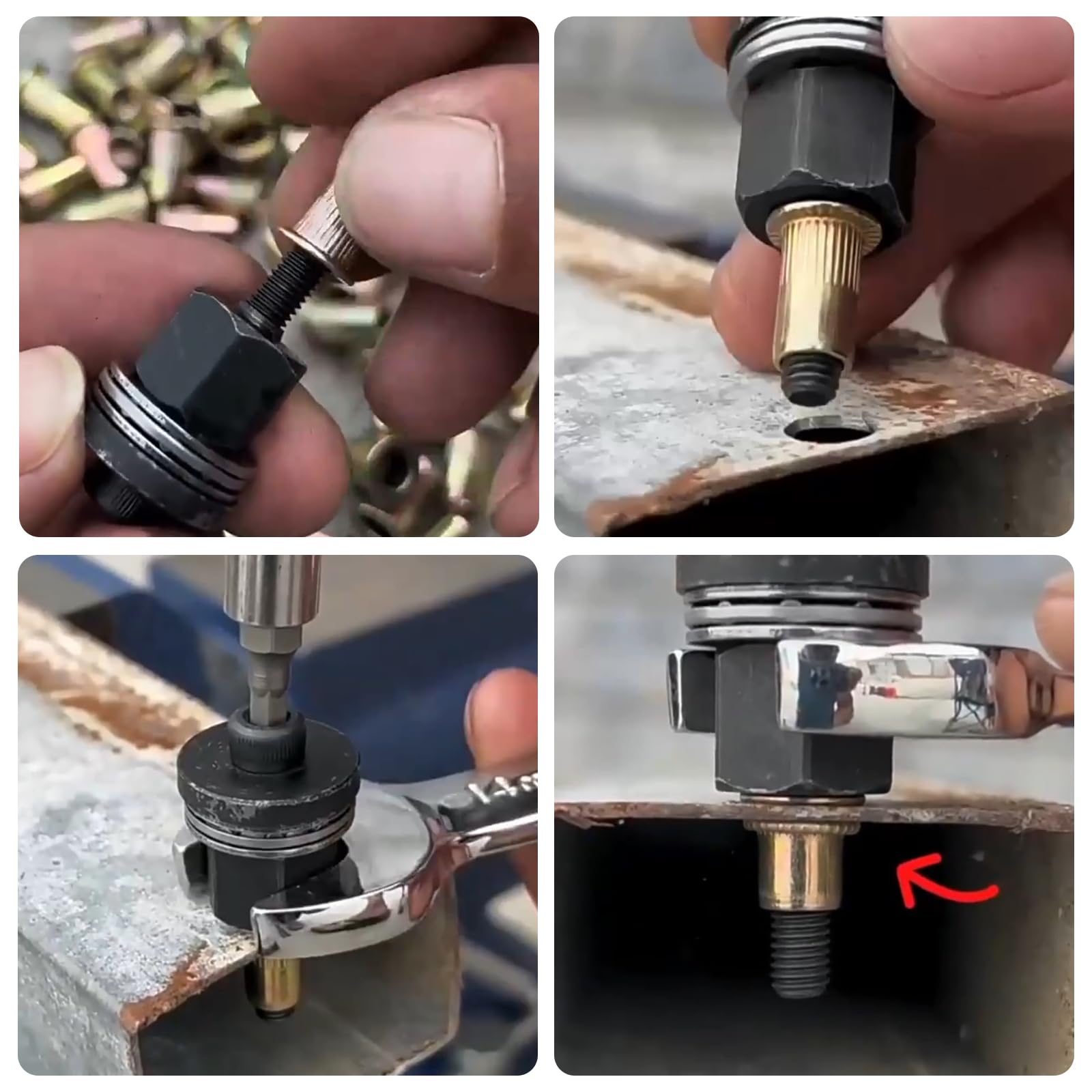 7 piezas de juego de alicates para tuercas de remache Set M3, M4, M5, M6, M8, M10, M12 – Alicate para tuercas de remache con tuercas y tuercas de prensado, kit de herramientas para tuercas rivet/juego