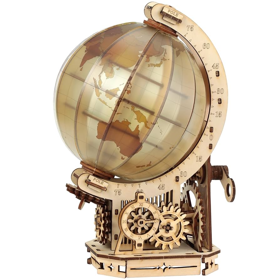 3D型ウッドパネル地球儀高さ53センチX胴経95センチ大サイズ完成