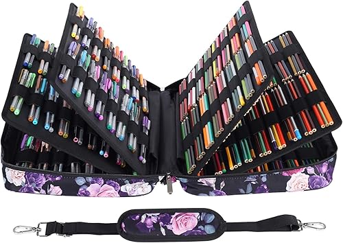 Miniatura 4 de Shulaner Estuche para lápices con capacidad para 480 lápices de colores o 320 bolígrafos de gel de colores con cierre de cremallera, bolsa