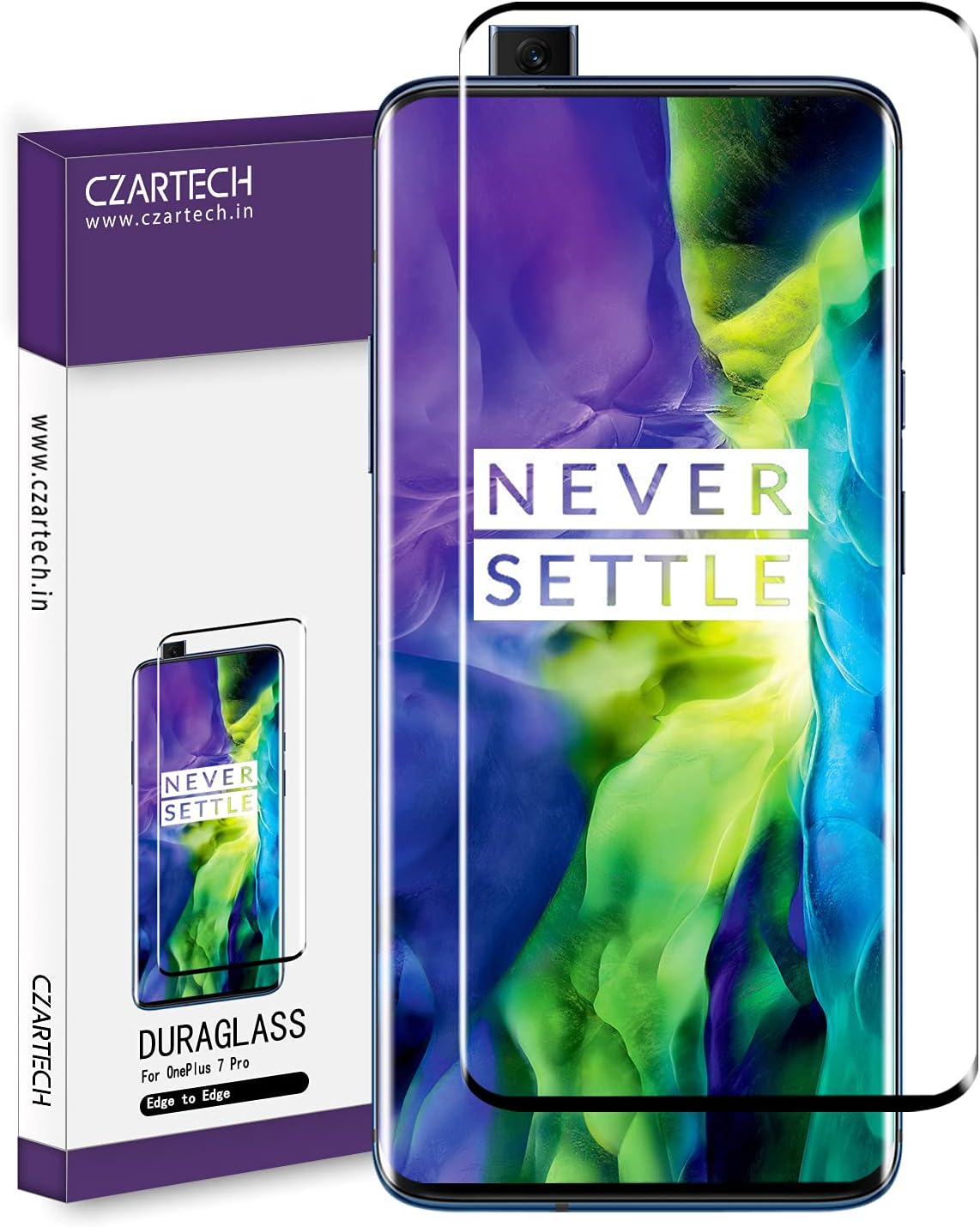 CZARTECH 2-Pack Tempered Glass for OnePlus 7 Pro | OnePlus 7T Pro Screen Protector Edge to Edge [Case Compatible]