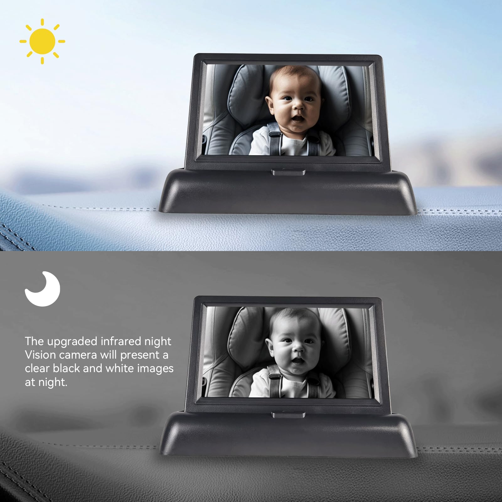 Baby-Autospiegel, 1080p-Babyautocamera Met 5 Inch-Monitor, Autospiegel Baby-Achteruitkijk Met Nachtzicht, Babyspiegel Voor Auto-Achterbank Met Brede Kristalheldere Weergave Voor Kinderen Baby'S Baby-Autospiegel, 1080p-Babyautocamera Met 5 Inch-Monitor, Autospiegel Baby-Achteruitkijk Met Nachtzicht, Babyspiegel Voor Auto-Achterbank Met Brede Kristalheldere Weergave Voor Kinderen Baby'S