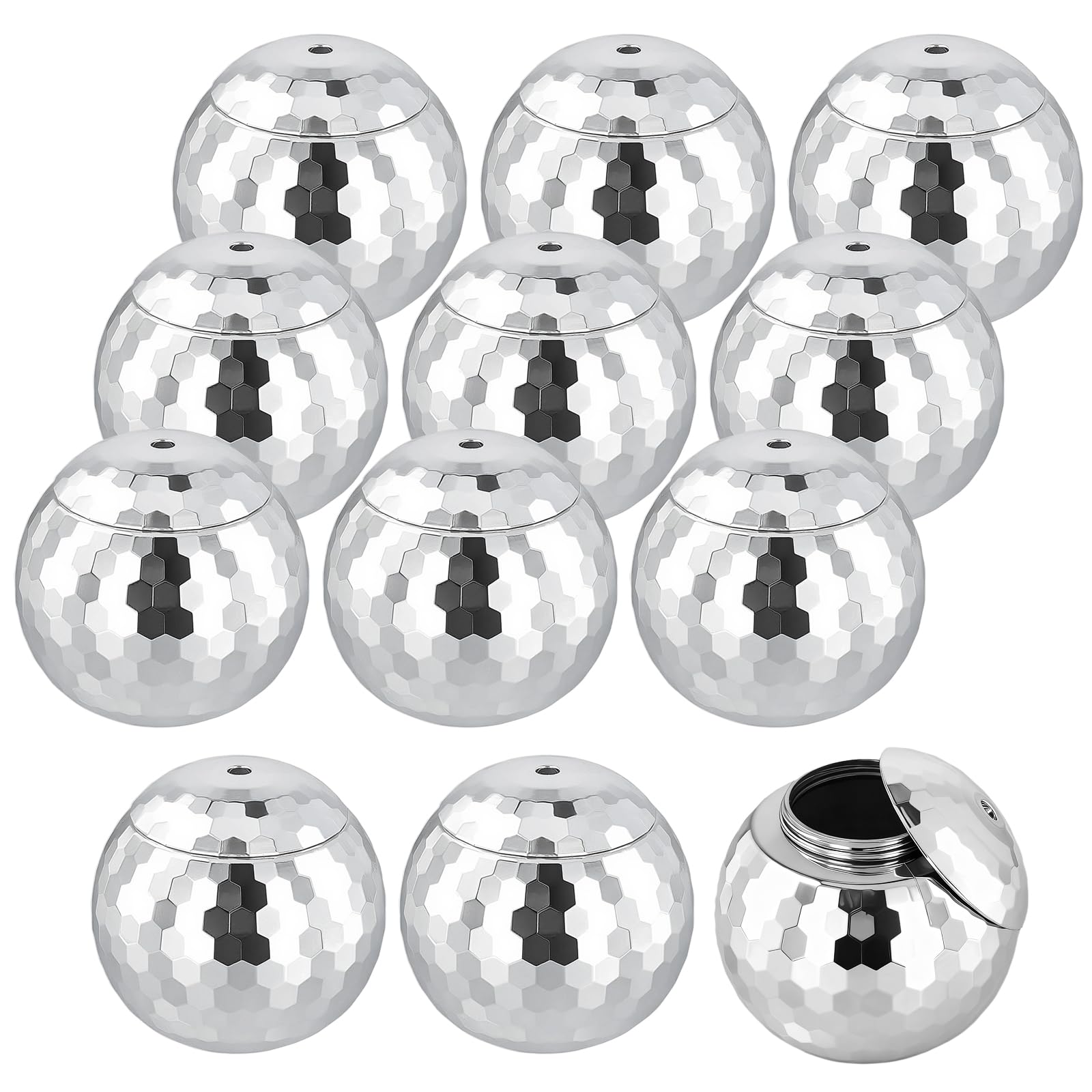 SINJEUN 12 PCS Disco Balls Cups, 20 OZ/550 ML Silver Disco Ball Party Cups with Lid and Straw, Disco Ball Drink Tumblers for Party Nightclub Bar Wine Decor