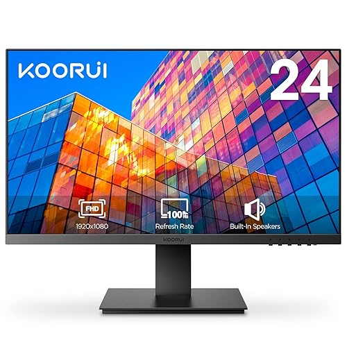 Immagine del prodotto KOORUI Monitor 24 Pollici, Altoparlanti incorporati Schermo PC, Full HD(1920x1080), IPS, HDMI 1.4 (100Hz) & VGA(60Hz), 99% sRGB, Flicker Safe