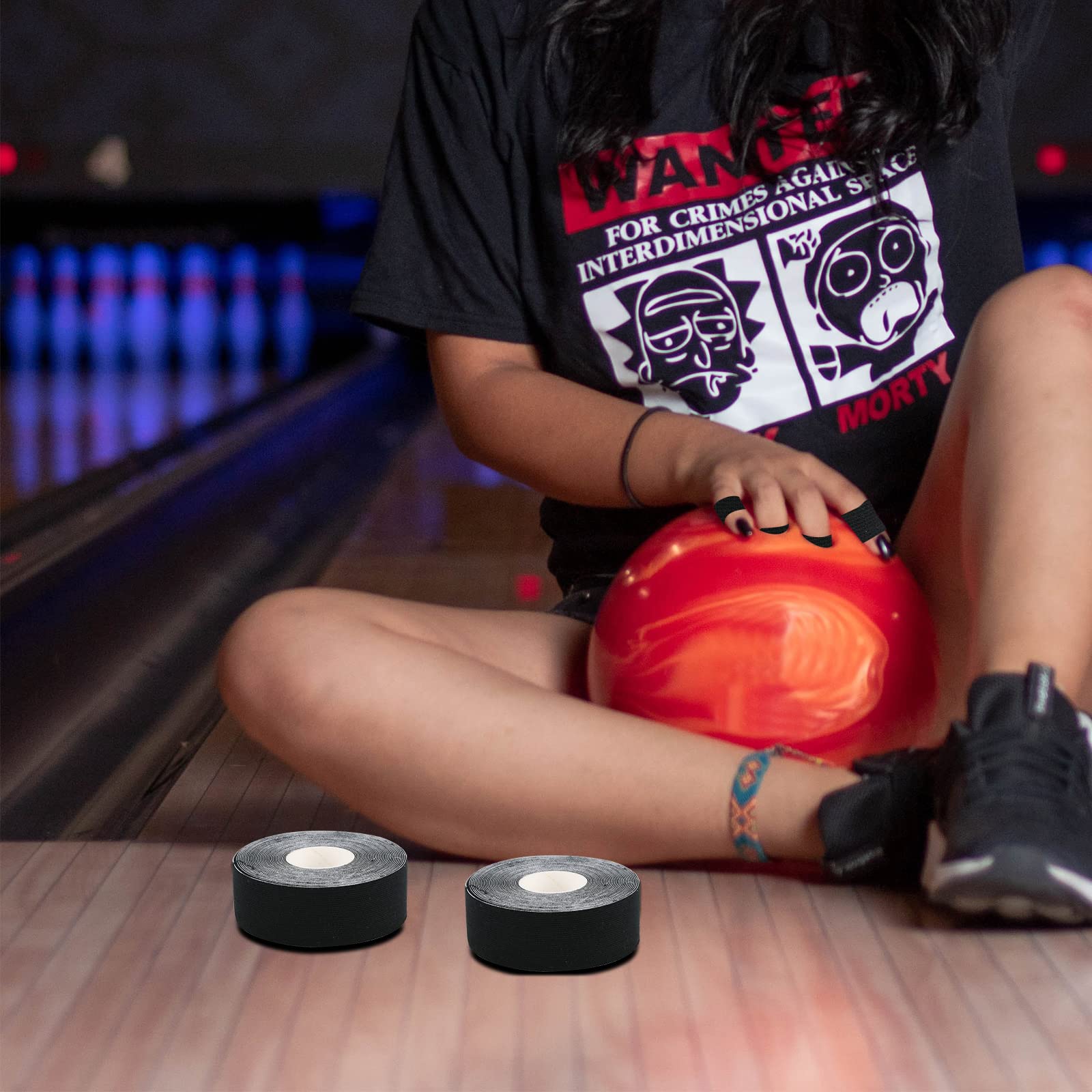 Cosmos Set mit 2 Rollen Bowling-Fingerband Daumenband elastisches Bowling-Ball Daumenband schützendes Bowlingzubehör für Bowler Sport Übung Workout, jede Rolle 2,5 cm x 5 m