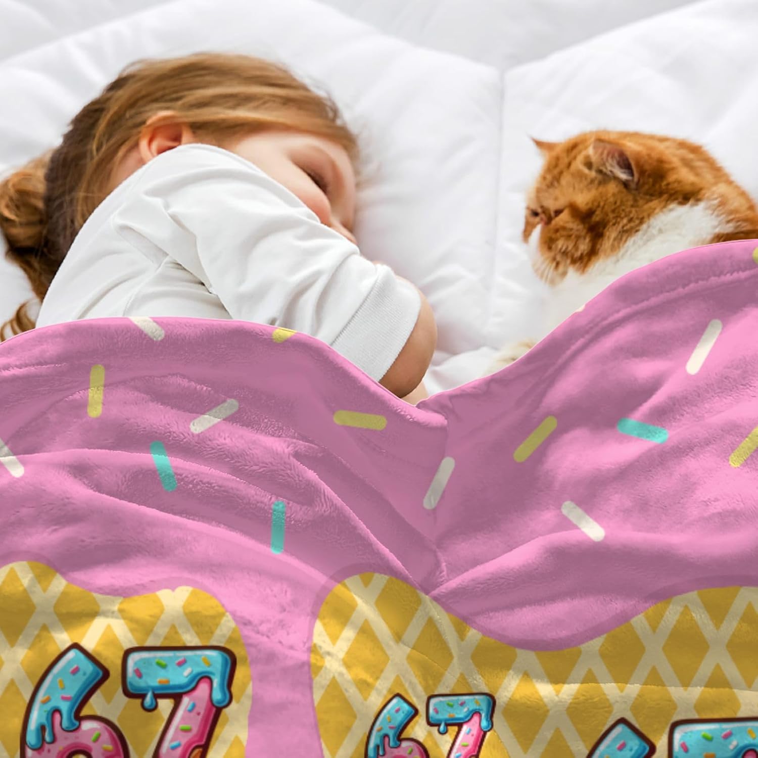Mason 67 ICES Creams Cute Meme Six Seven Throw Blanket – Funny Throw Blanket for Women, Soft Cozy 6 7 Meme Throw Blankets for Couch & Bed