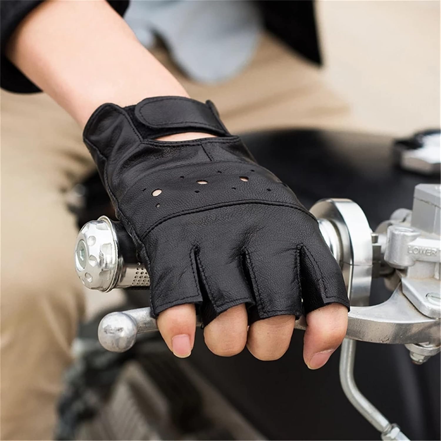 Fingerless Gloves Men Men's Leather Gloves Non-Slip Half Fingerless PU Leather