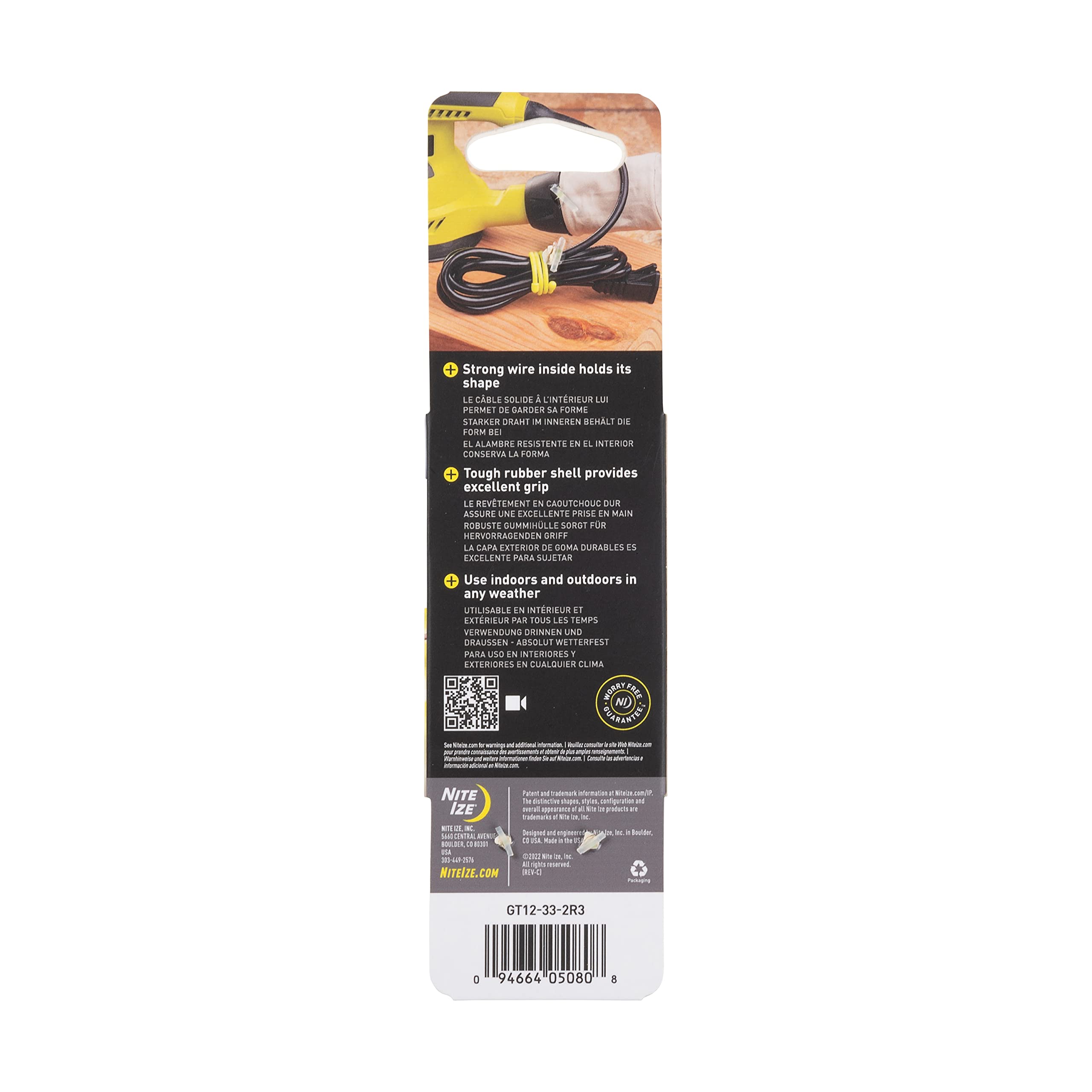 Nite Ize, Inc GT12-33-2R3 Nite IZE Original Gear, caoutchouc réutilisable, 30,5 cm, lot de 2, jaune fluo, fabriqué aux États-Unis