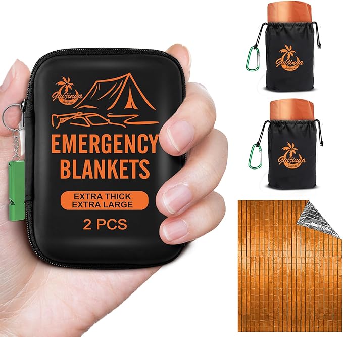 Emergency Blankets for Survival, 2-Pack/4-Pack Space Blankets, Gigantic & Extremely Thick Survival Blanket, Suitable for Outdoor Survival, Camping, and Hiking