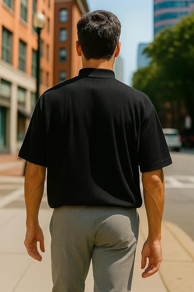 8YARDS Men’s MockNeck 3G Akwa Men's Mock Turtleneck T-Shirt Lightweight Moisture