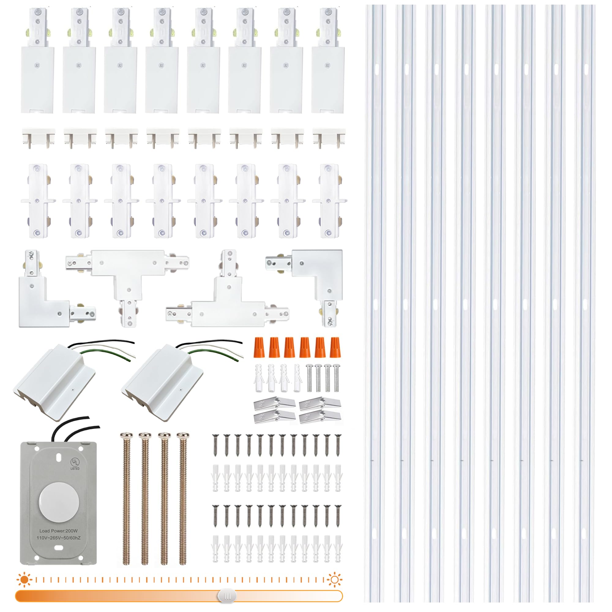 26FT White H Type Track Lighting Rails &amp; Accessories