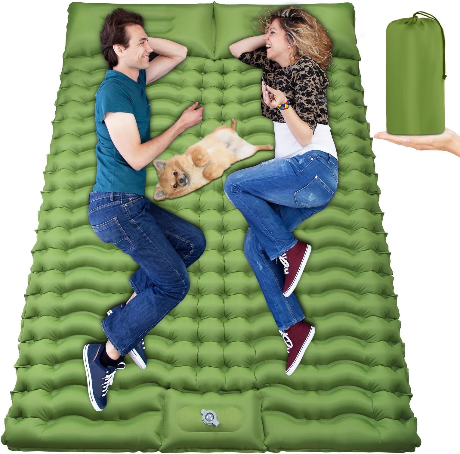 Sleeping Pad for Camping Air Mattress Bed Self Inflating Double Sleeping Mat Cot for Adults Camping Accessories Gear Essentials Supplies Must Have Stuff Equipment Tent Backpacking Hiking Car Truck SUV