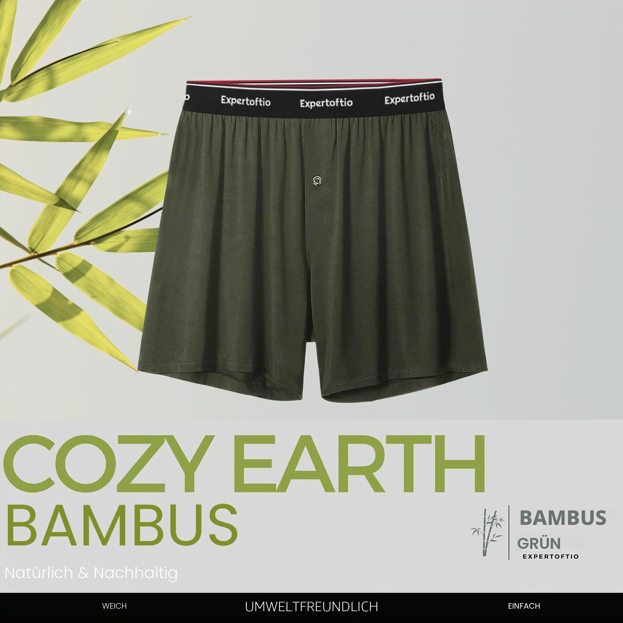 Weich Lockere Boxershorts Herren aus Bambus Viskose für Männer Unterhosen Klassische Boxers mit Weitem Schnitt