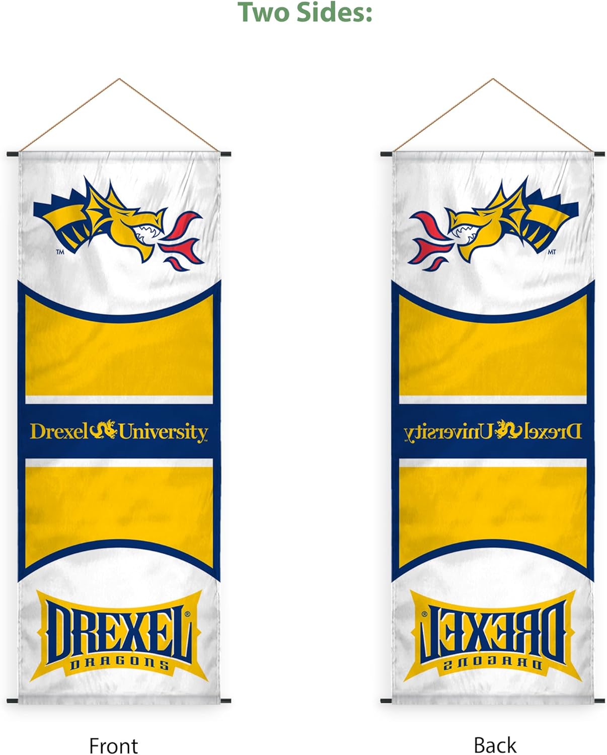 AGAS Drexel DU University Banner Scroll Sign 17.5" × 48" with Hanging Cord – Polyester Dragons Wall Banner