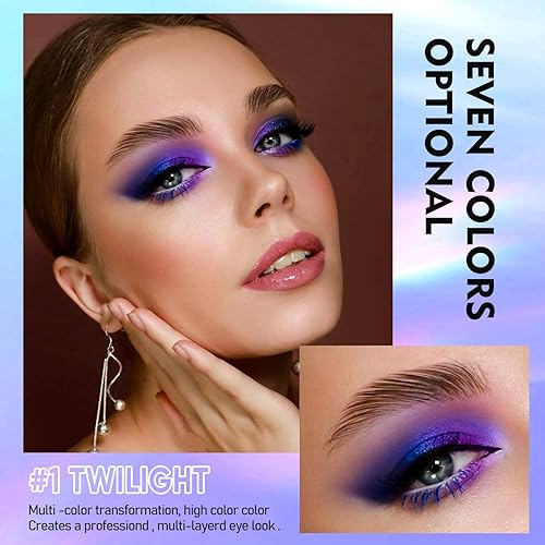 Miniatura 2 de MAKI YIKA Sombra de ojos líquida con purpurina, 3 colores de sombra de ojos camaleón que cambia de color, sombra de ojos multicromada de alta