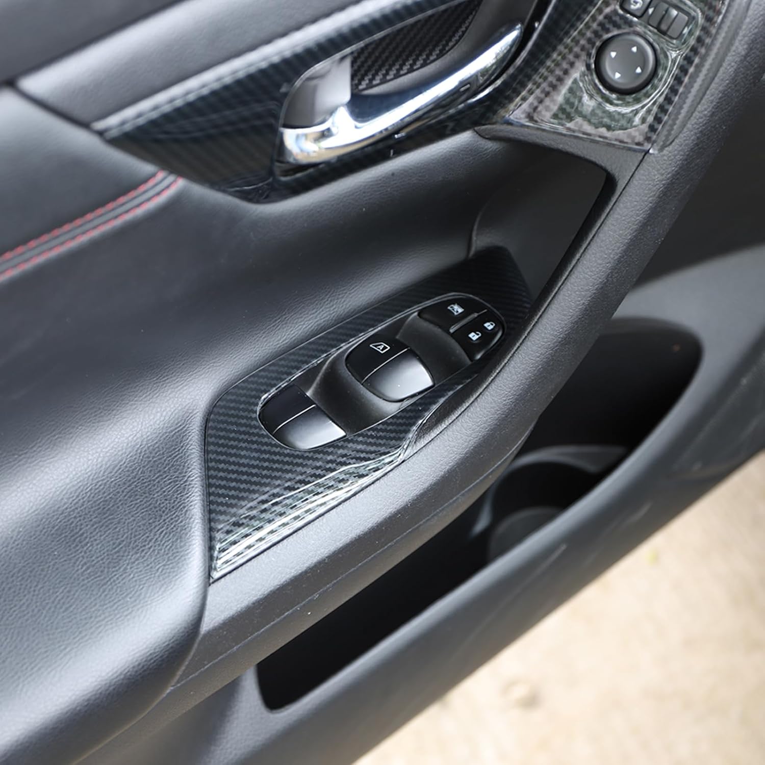 Armrest Window Switch Panel Cover，for Nissan Altima 2013 2014 2015 2016 2017 2018，Door Window Control Panel Cover Car Sport Interior Accessories - Carbon Fiber