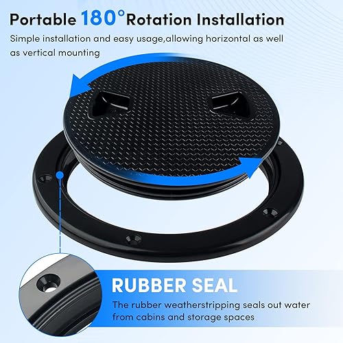 Miniatura 4 de Placas de cubierta para barcos, escotilla de barco de 4 pulgadas6 pulgadas, escotilla de inspección circular antideslizante con cubierta