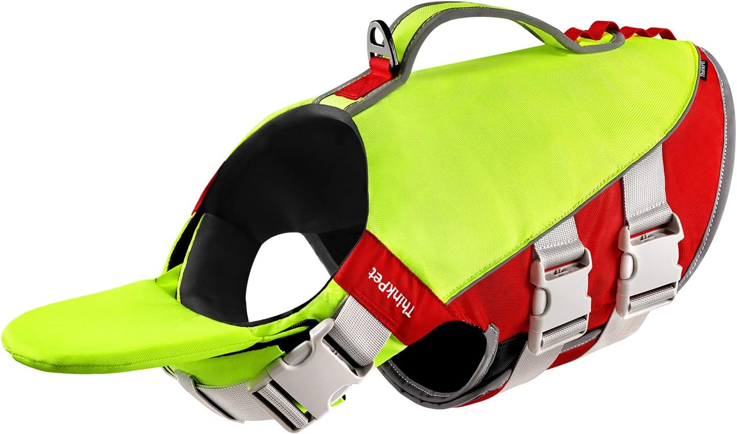 ThinkPet Dog Life Jacket, Reflective Lifesaver with Rescue Handle