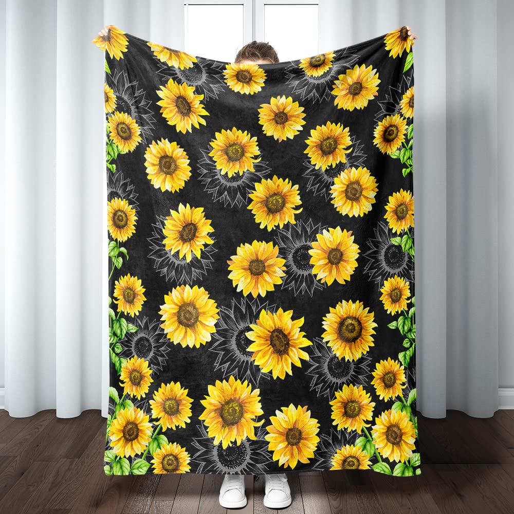 Sunflower Blanket Super Soft Warm Sunflower Throw Blanket - Lightweight Cozy Flannel Flower Throw Blanket Bed Couch Sofa Office Decor, Gift for Girls and Boys Women and Man 50"x40"