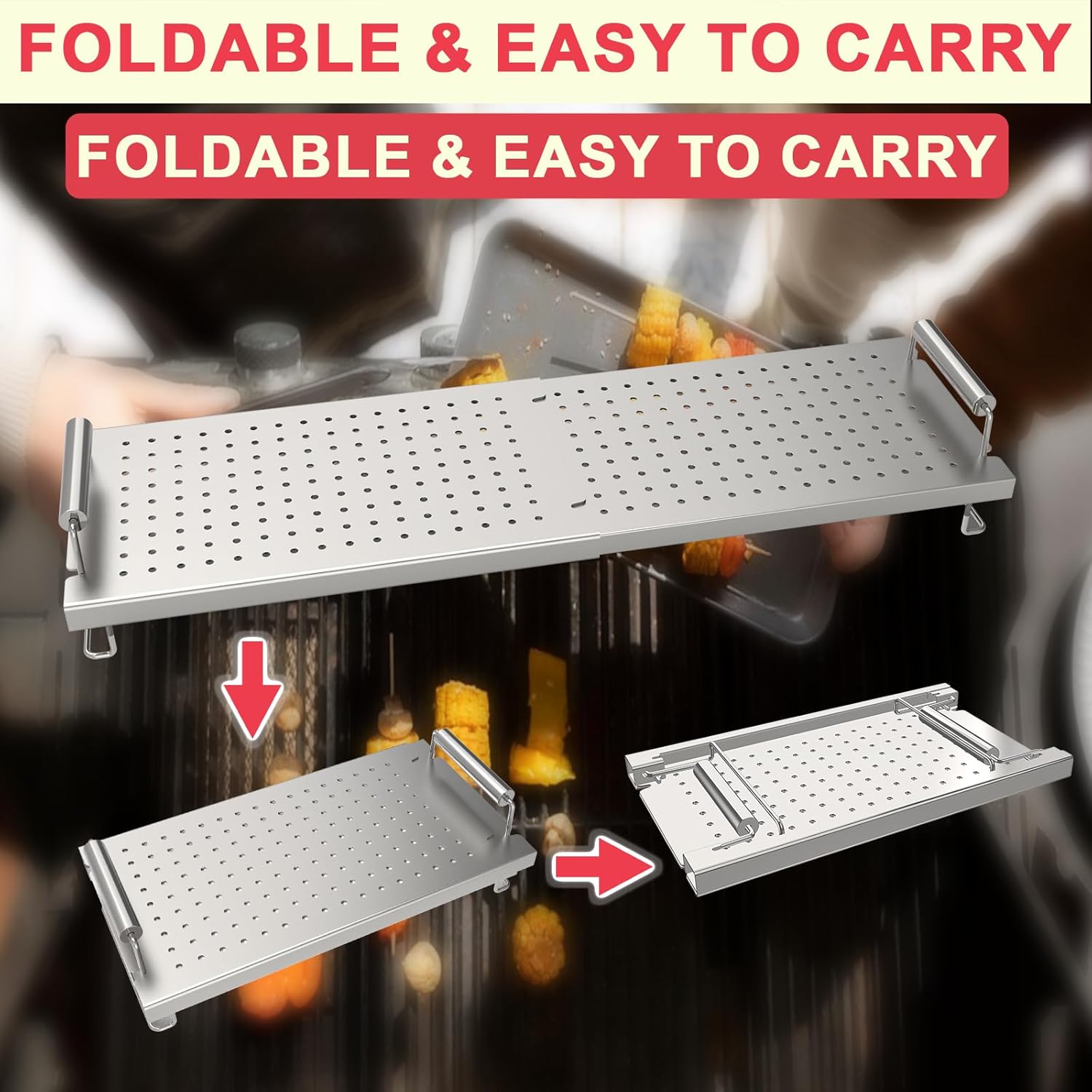 DcYourHome Universal Griddle Warming Rack for Blackstone 28 36 22 17 Inch Griddle 1517 1565 Rack, Adjustable Stainless Steel Cooling Rack for Charbroil and Most Flattop/Tabletop Griddles Accessories