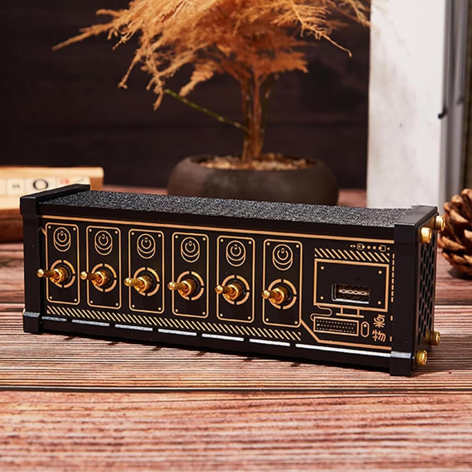 6-portowa Stacja Dokująca USB U6, Przenośny 6-portowy Przełącznik USB, 4 Porty Danych, Metalowy Przełącznik, 9 Wygodnych Portów Wejściowych USB, Funkcja Sterowania Głosowego, Transmisja