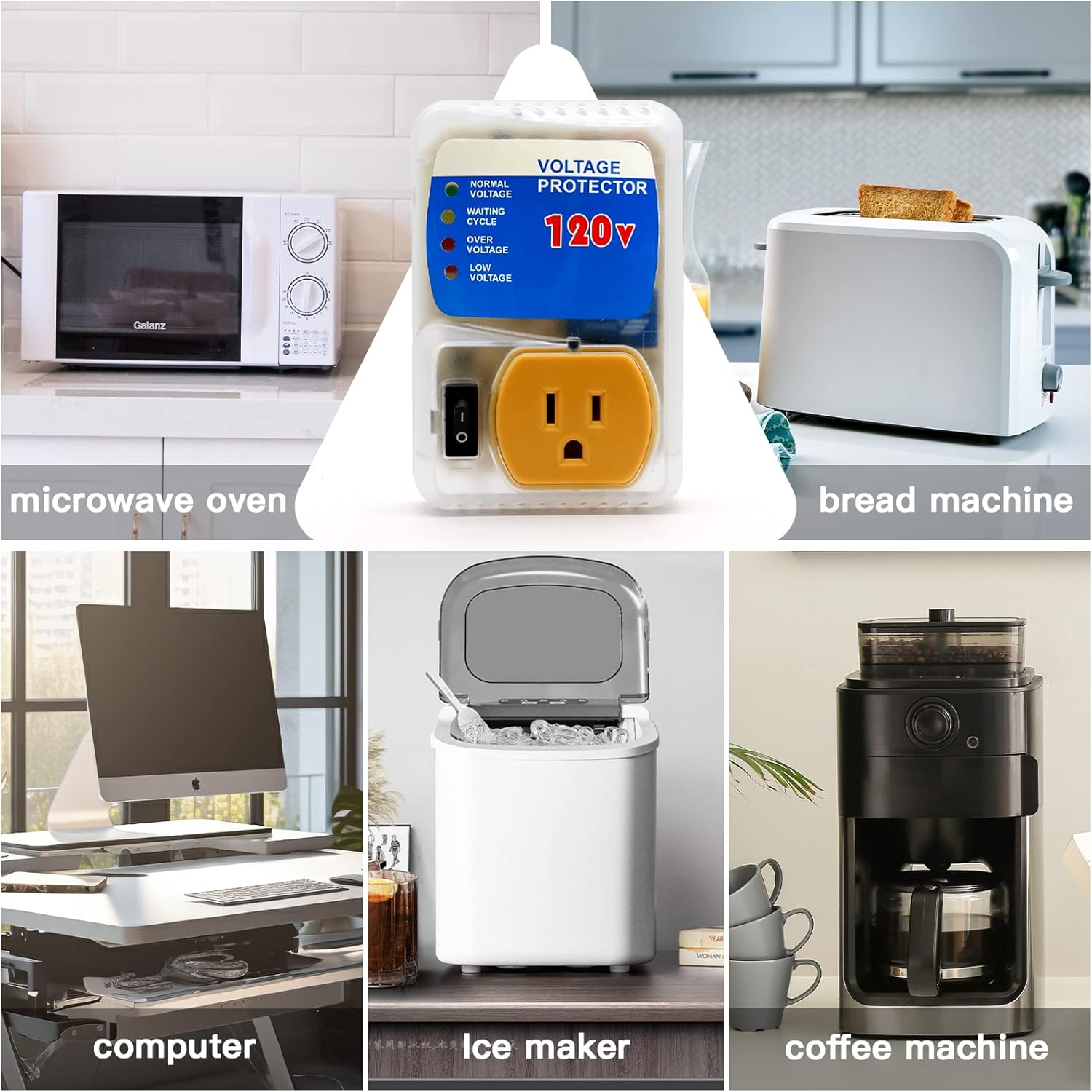 [ETL Listed] BSEED Surge Protector, Surge Protector Outlet for Home Appliances, Power Surge Protector Suit for Refrigerator, TV, Computer and Freezer, Adjustable Voltage Regulator, 120V,1800W, 2 Pack - Image 6