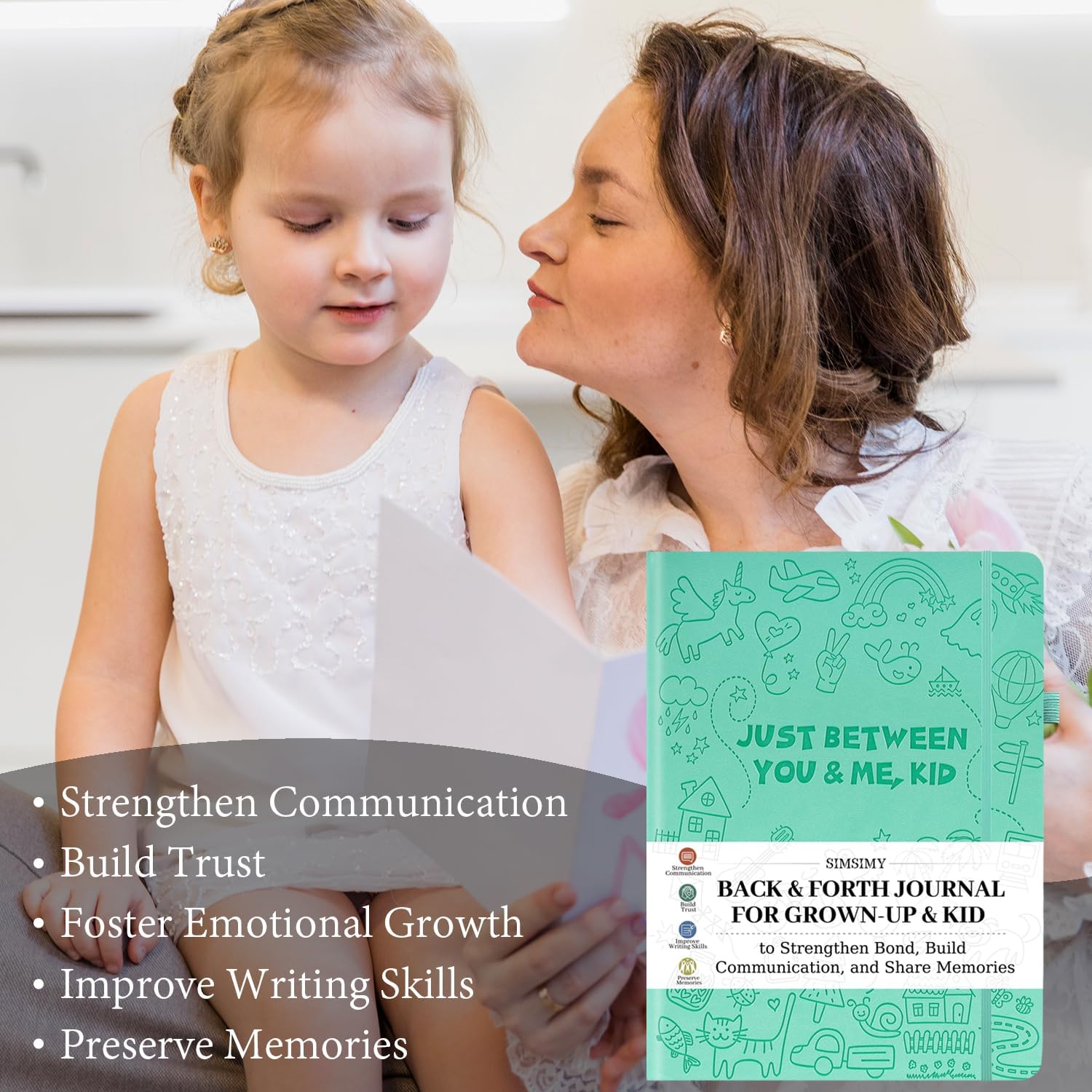 Just Between You and Me,Kid - Back & Forth Journal for Adults & Kids, Grown-Up & Kid to Bond and Connect, Interactive Parent Child Journal with Creative Prompts for Conversations & Drawing, Gift for Girls/Boys, Daughters/Sons, Moms/Dads, Grandparents, A5