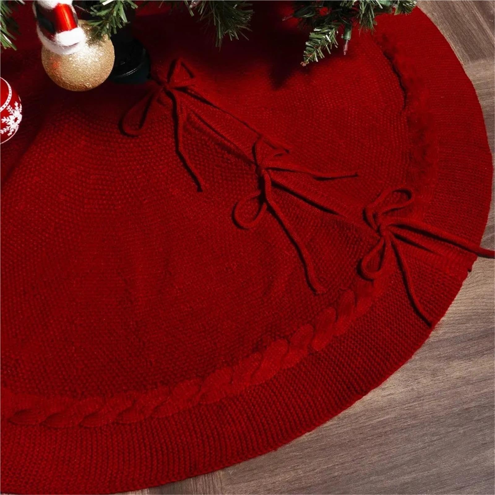 Copri Albero Gonna for albero di Natale lavorata a maglia a trecce