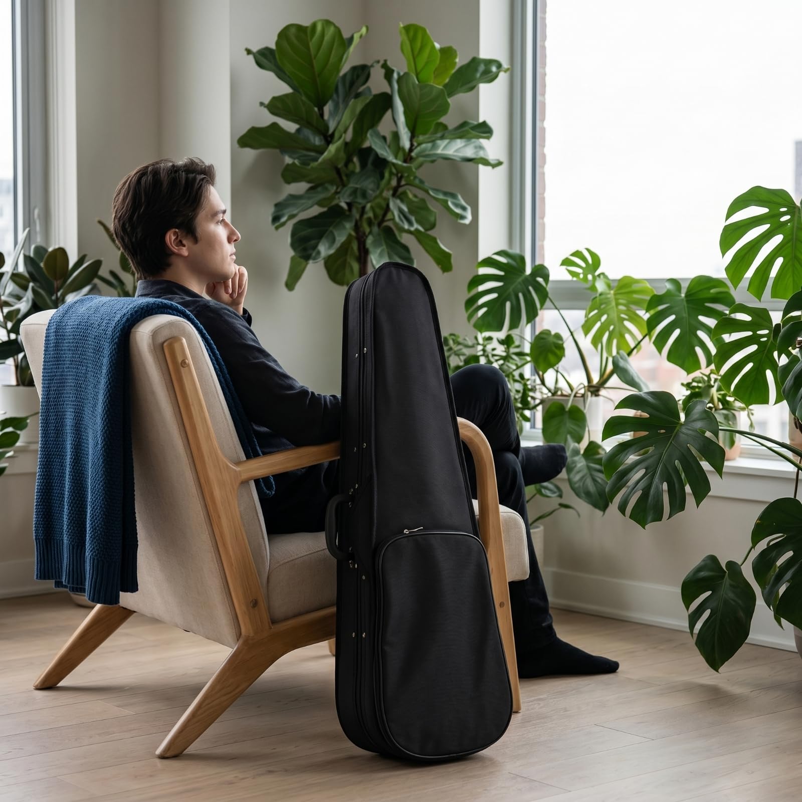Estuche Rígido Violín Portátil Estuche Violín Tamaño Completo Liviano para Estudiantes, Viajes