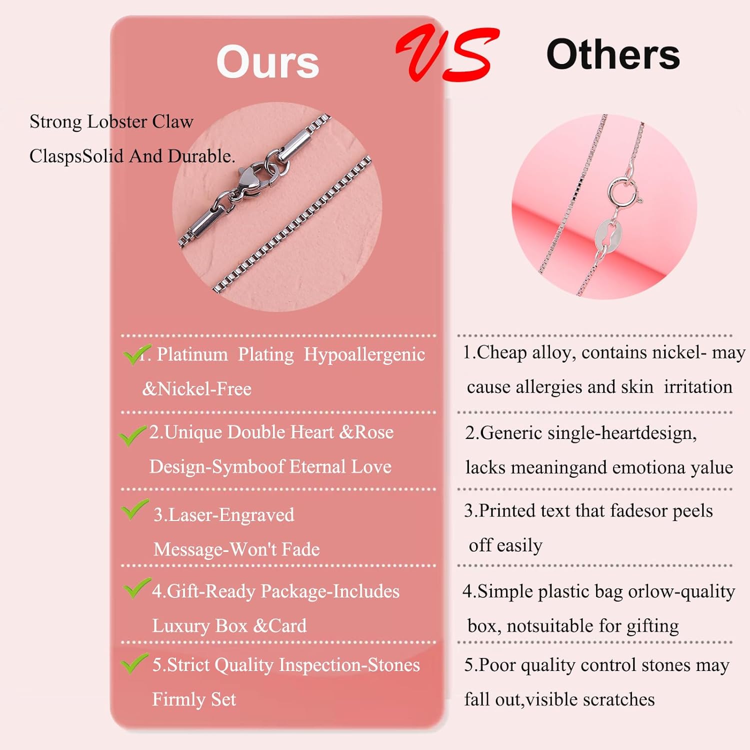 Liulin Interlocking Heart Necklace for Women Girls Mother (Bonus) Daughter (in Law) Birthday Graduation Christmas Mother' Day Gifts