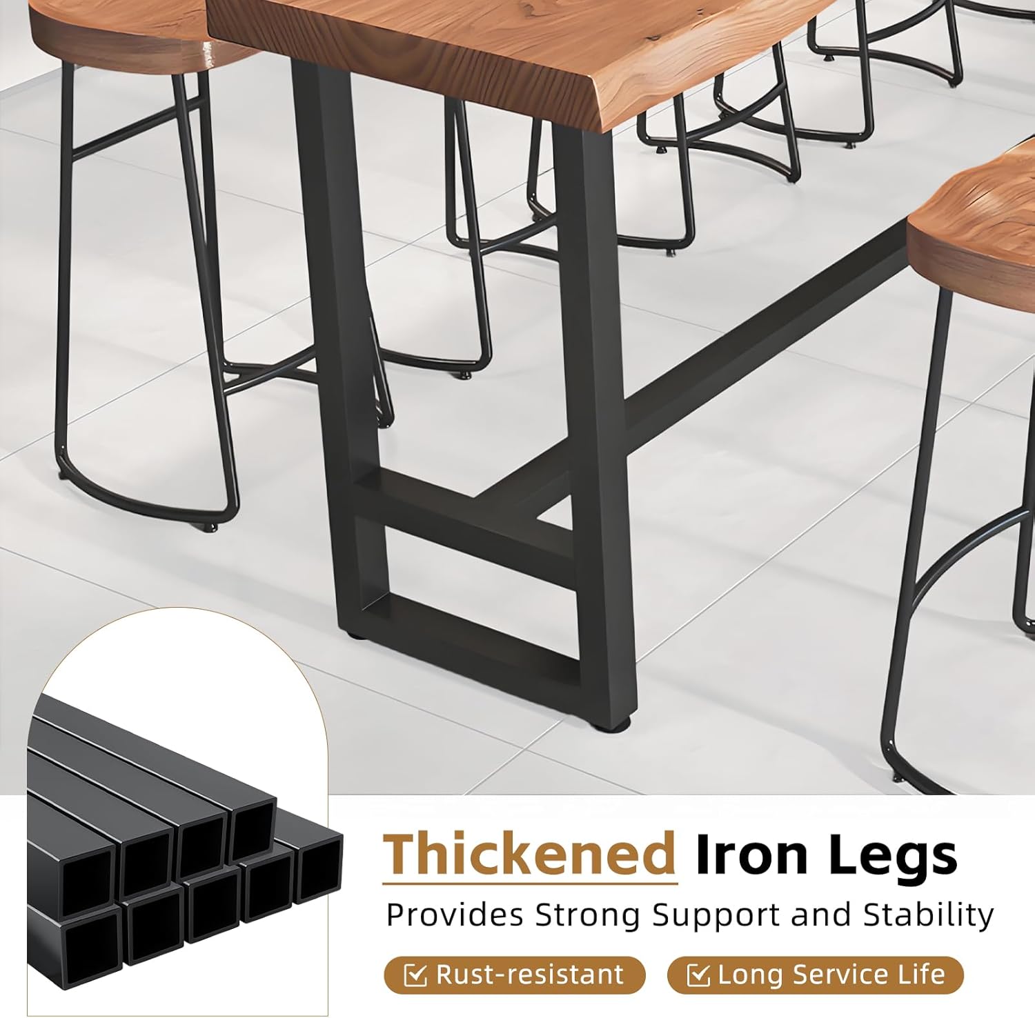 Farmhouse Bar Table,Rustic Bar Height Table,Counter Height Dining Table,Solid Wood Pub Table,2 in Thick Live Edge Top for Kitchen,Dining,Coffee Bar,or Restaurant(Stool not Included)