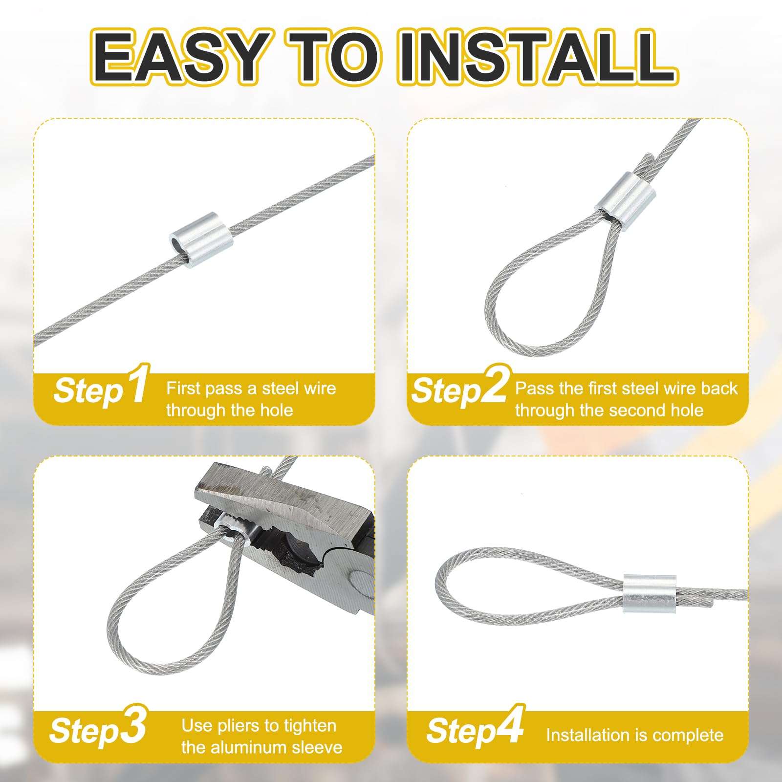 PATIKIL Câble Métallique De 1 Mm, 29,9 M En Acier Inoxydable 304 Avec Revêtement En Vinyle Noir Avec 20 Manchons à Sertir M1 Pour Lampes Suspendues, Cordes à Linge, Treillis