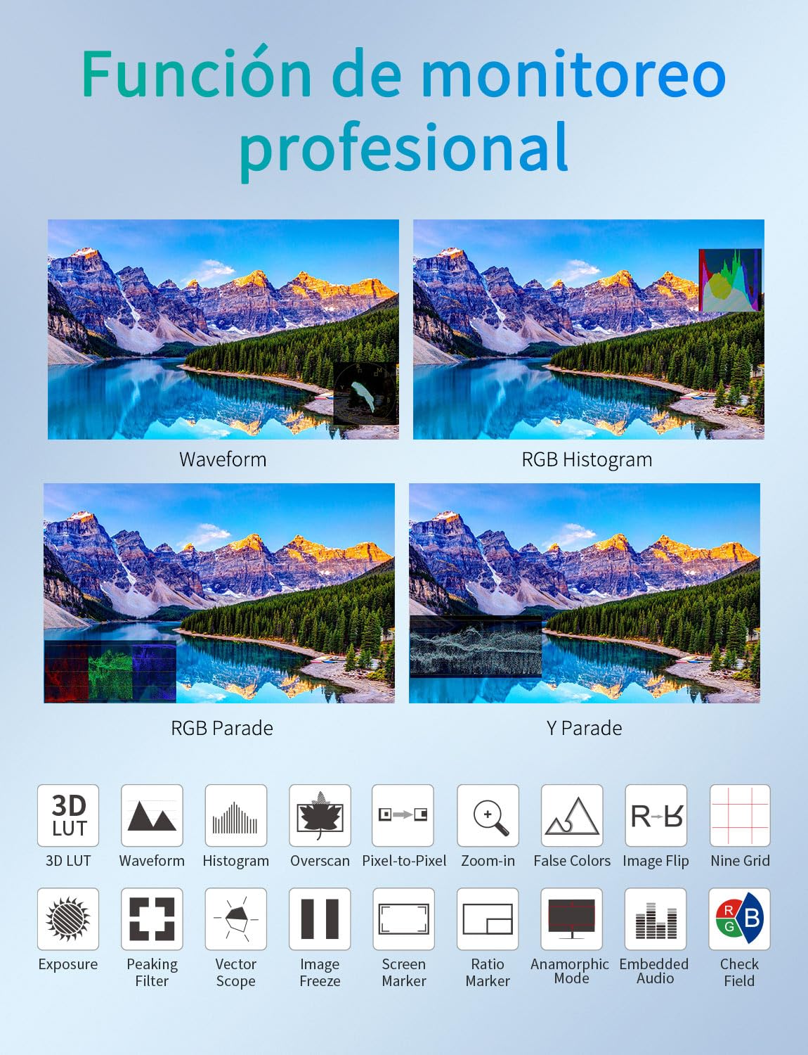 FEELWORLD T7S Pro Monitor de cámara de Aluminio de 7 Pulgadas y 2000nits 1920 x 1200 IPS 4K HDMI60Hz 3G-SDI Forma de Onda LUT HDR con batería F750 y Bolsa