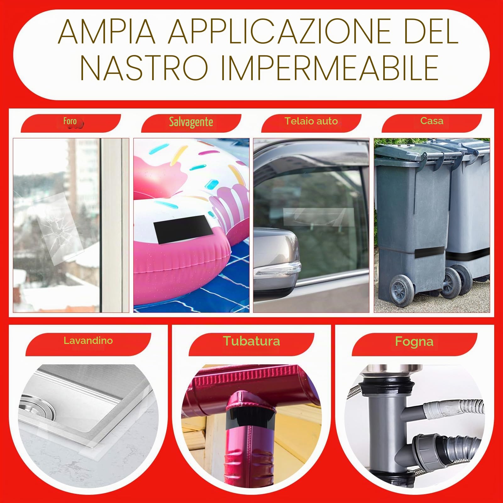 Nastro di riparazione adesivo in silicone nero, nastro flessibile impermeabile adesivo forte per fermare istantaneamente le perdite di nastro in gomma (Transpar)
