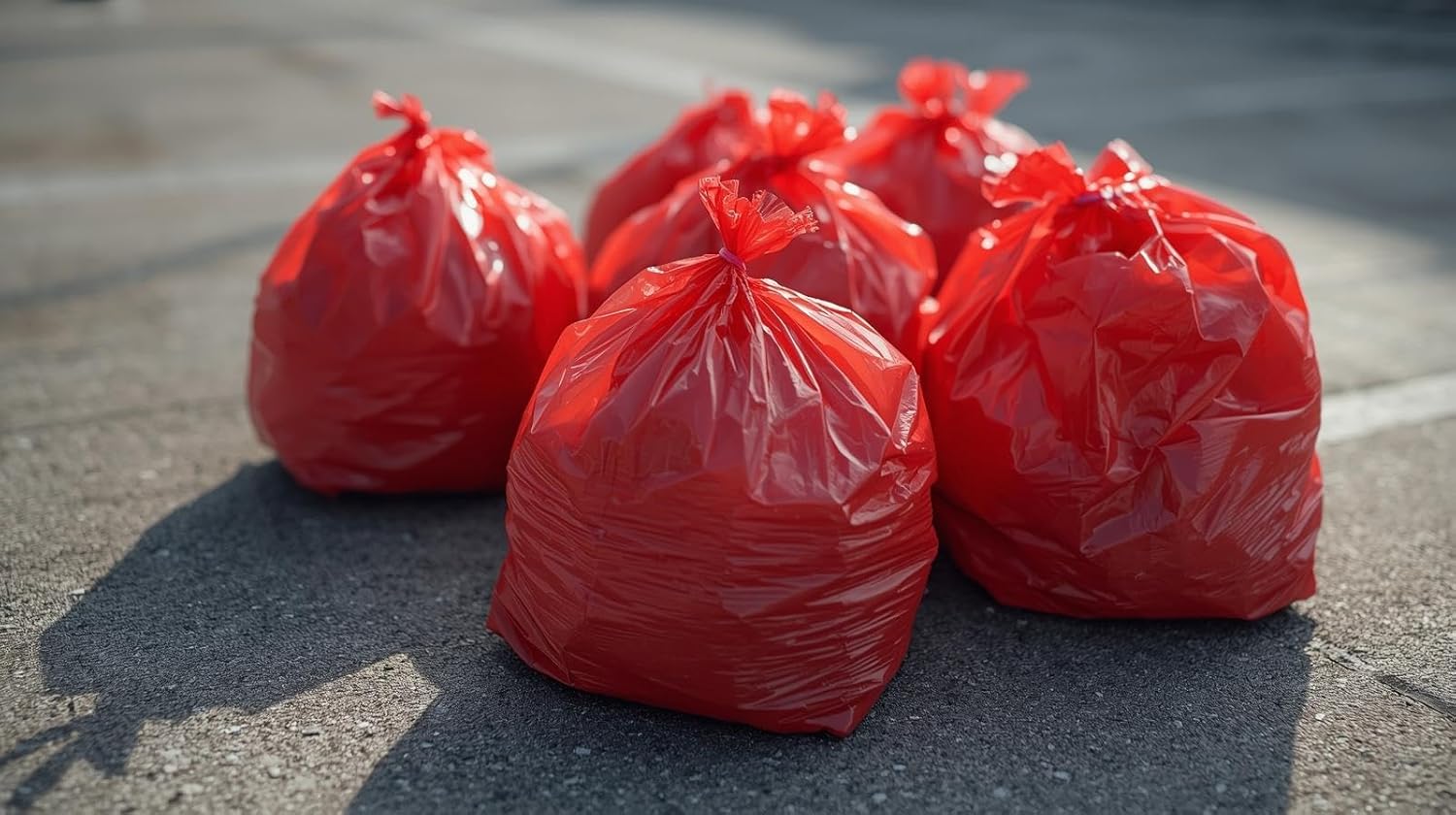 Red Home and Office Trash Bags, 44 Gallon Capacity, for Home and Office Use, 1.5 Mils Thick Made in USA (20)