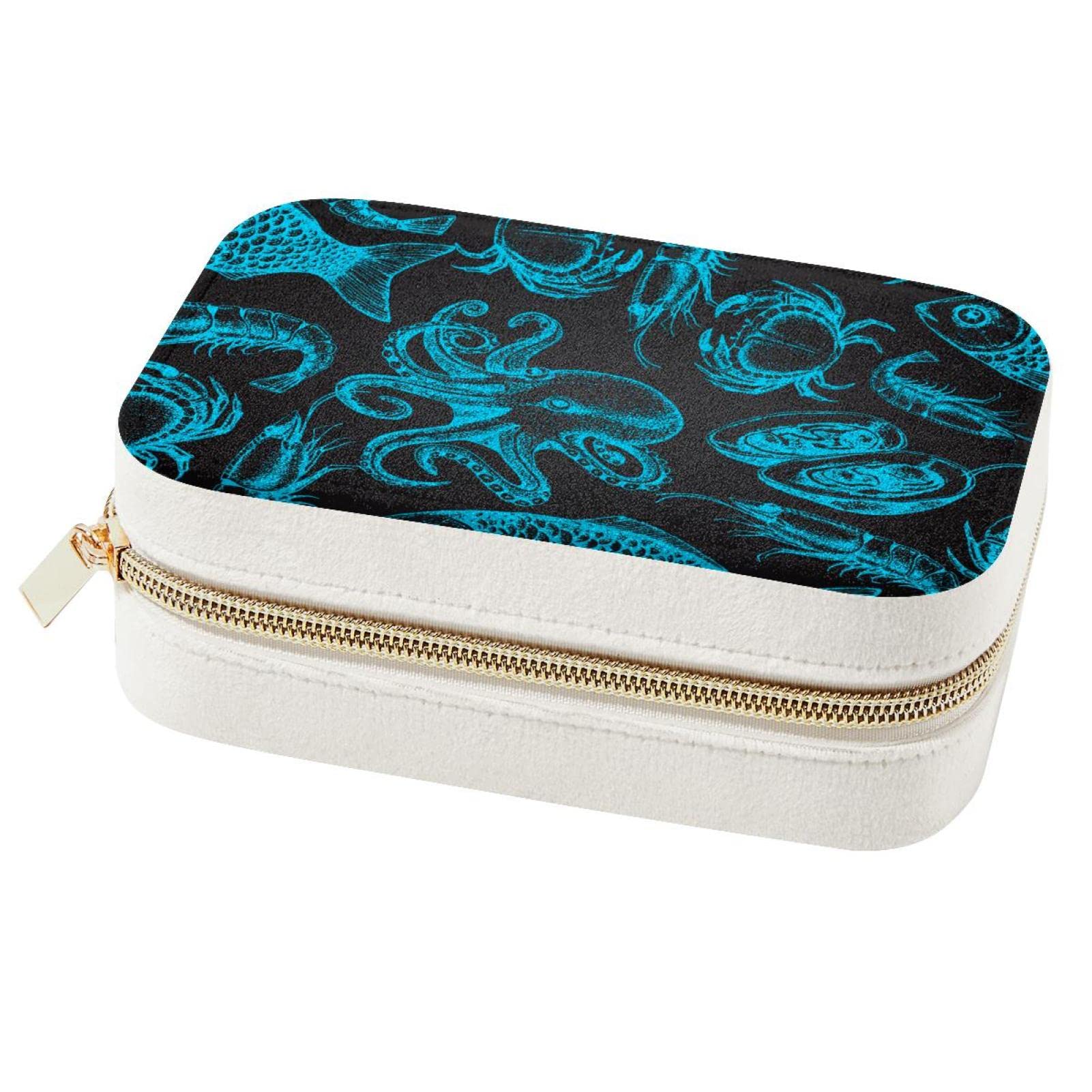 Organiseur bijoux voyage bleu anti-nœuds pour colliers et bagues